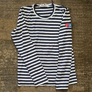 Comme Des Garçons Play Navy / White Striped Long Sleeve | Size: M